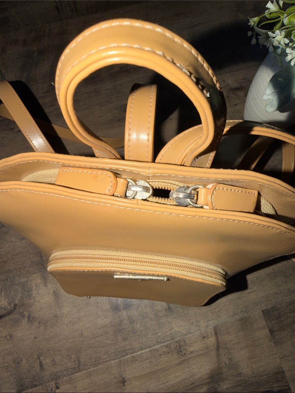 Designer Inspired Beige Backpack with Front Pocket - Picture 7 of 7